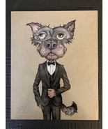 Chris Shreve Art Print "Woof" Digital Art Original 10" x 8" On Wood. - $27.50