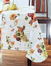 Harvest Pumpkin Vinyl Tablecloth Painted Botanical Fall 60 x 84-in PEVA ... - $307.28 MXN