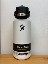 NWT Hydro Flask Stainless Steel Water Bottle w Wide Flex Straw Cap -32oz, White - £34.72 GBP