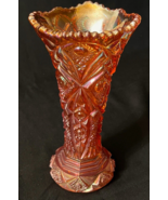 Vintage Imperial Marigold Iridescent Carnival Glass Trumpet Vase Nu-Cut ... - £35.59 GBP