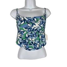Midnight Sky Blue Floral Print Cropped Top Size Medium - £10.07 GBP