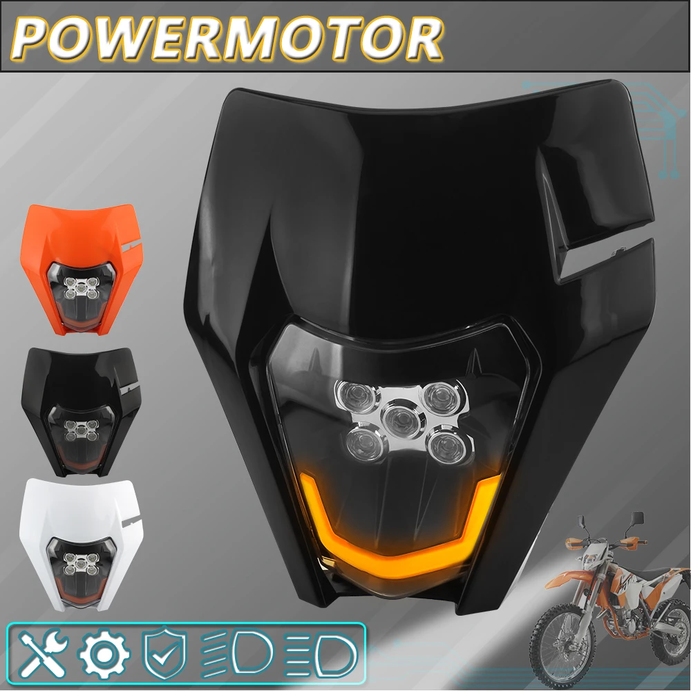 Motorcycle LED Headlight Plate for KTM EXC SX MX 250 300 450 Fairing Motocross - £29.78 GBP+