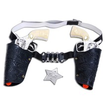 Old Western Action Belt Set For Kids With 2 Toy Pistols, Sheriff Badge, Gun Hols - £20.35 GBP