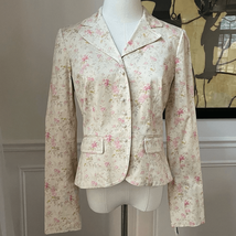 Chaps Westbury Vanilla Prairie Floral Lightweight Blazer Pearl Buttons S... - $36.00