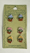 Trena&#39;s Trinkets Ceramic 6 Buttons Flower Pots Vintage 1996 NEW old Stock - £4.61 GBP