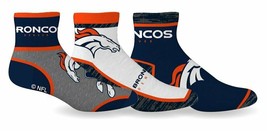 Denver Broncos Socken 3 Packung Quarter Länge NFL Fußball Für Herren Schuhe 7-12 - £39.02 GBP