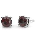 Garnet 6mm Round Stud Earrings in 14k White Gold - $379.93 CAD