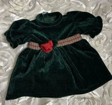 Kingstate Corp Green &amp; Red Velvet Christmas Dress For 18&quot; Doll Fits Am Girl! - £6.99 GBP
