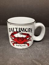 BALTIMORE MARYLAND Coffee Mug Cup Crab Ceramic Travel Souvenir Speckled Red - $19.52 CAD