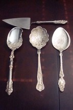 Silverplate Repousse 4 Servers, Three Spoons and one Spatula Server Exquisite! - £82.44 GBP