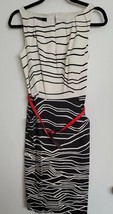 Nine West Dress White With Navy Blue Pattern With Red Belt Size 6 - $220.22 MXN