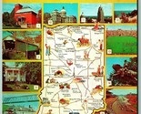 State Map Greetings From Indiana IN UNP Chrome Postcard H5 - $3.91