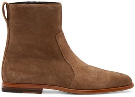 Chelsea Boot Brown Color Full Suede Leather Zipper Closer Men Leather Shoe - £127.49 GBP