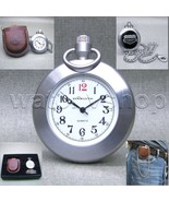 DAKOTA Pocket Watch Men STEEL Case Pocket Watch with Leather Pouch and Fob Chain - $59.99