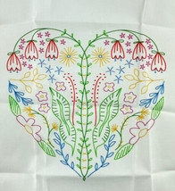 CozyBlue Modern Embroidery Kit FULL HEART Color Print Pattern and Floss - $14.45