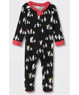 WONDERSHOP INFANT 1PC FOOTED SLEEPER IN BLACK/RED PENGUIN PRINT  SIZE: 3-6M NWT - $9.00