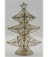 *A) Gold Glitter Wire and Thread Table Top Christmas Tree Holiday Decora... - $19.79