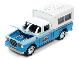 1960 Studebaker Pickup Truck Light Blue and Blue Two-Tone with Camper &quot;Water Wor - £16.17 GBP