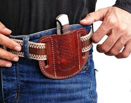 Vintage Pancake Design Folding Blade Pocket Buck 110 Knife Sheath Case C... - $13.16