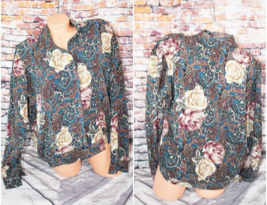 Allison Daley Vintage Size Large Shirt Blouse Paisley Wrap - £17.56 GBP