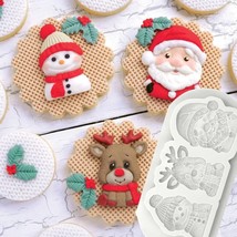 Christmas Silicone Mold 3D Santa Claus Mold Snowman Mold Reindeer Fondan... - $12.86