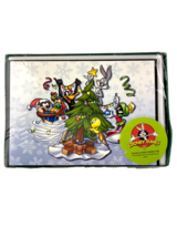 Looney Tunes Christmas Cards Holiday Tree Decorating 10 Cards Envelopes - £15.34 GBP