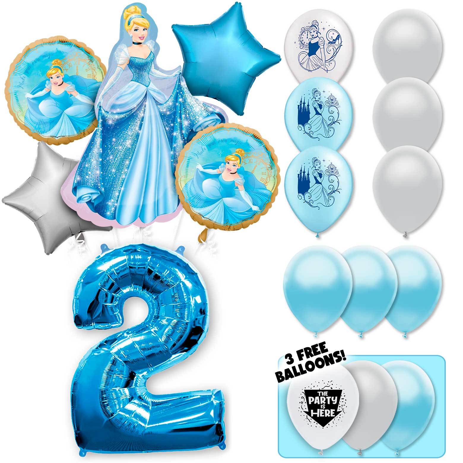 Cinderella Deluxe Balloon Bouquet - Blue Number 2 - $32.99