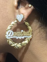 Personalized 14k Gold Overlay Name hoop Earrings xoxo Earrings 2 1/4 inc... - £23.88 GBP
