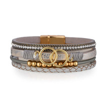 Gray Polystyrene &amp; Cubic Zirconia 18K Gold-Plated Braided Stacked Bracelet - £11.98 GBP