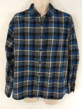 Woolrich Mens L Blue Tartan Scotch Plaid Hiking Camp Cotton Flannel Shirt - £11.67 GBP