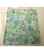 Sigrid Olsen Women's Straight Stretch Cotton Skirt 10 Floral blue green white - $16.70