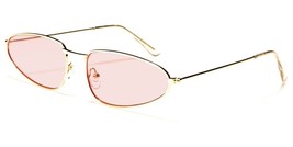 New Gold Thin Frame Womens Oval Metal 90&#39;S Sunglasses Pink Lens M6342-CO - £8.26 GBP