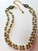 Vintage Signed Dexter Wilson Double Strand Glass Bead Necklace 16&quot; With ... - $44.55