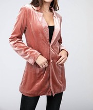 Bibi shiny velvet peak lapel single blazer Indian Red - $27.72+