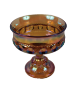 Indiana Carnival Glass Kings Crown Thumbprint Amber Compote Pedestal Com... - $12.99