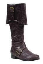 Ellie Shoes Men&#39;s 1&quot; Heel Knee High Pirate with Buckle dcor Boots Sizes M BRWP - £123.27 GBP