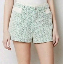 4 S Anthropologie Cartonnier Rose Point Green Floral Lace Overlay Shorts  - £19.97 GBP