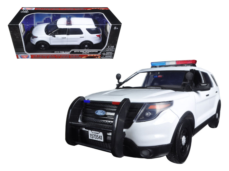 2015 Ford PI Utility Interceptor Police Car with Light Bar Plain White 1/18 Diec - $88.99