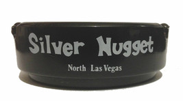 Vintage Black Glass Ashtray Silver City Casino Silver Nugget Silverbird Las Vega - £8.79 GBP