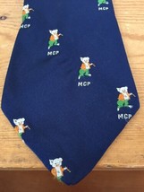 Vintage Andhurst Navy Blue 100% Polyester MCP Pig Patterned Wide Neck Tie - $59.99