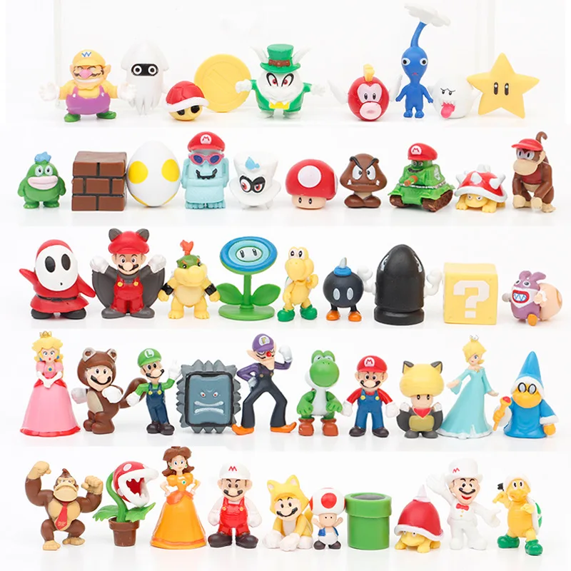 12Pcs/24Pcs/48Pcs Super Mario Bros Action Figures Kawaii Bowser Anime Figure - £9.77 GBP+