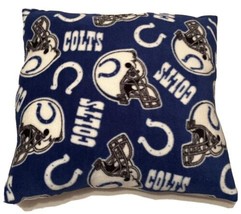 HANDMADE INDIANAPOLIS COLTS FLEECE PILLOW NFL FOOTBALL BLUE WHITE - $12.82