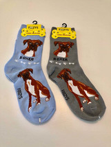 Boxer Dog Socks Fun Novelty Dress Casual Unisex SOX  Puppy Pet Foozys 2 Pair NEW - £7.90 GBP
