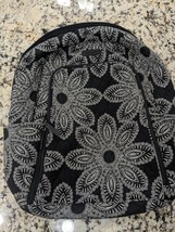 Vera Bradley Campus Backpack Paisley daisy floral black white cotton FOR REPAIR - £13.36 GBP