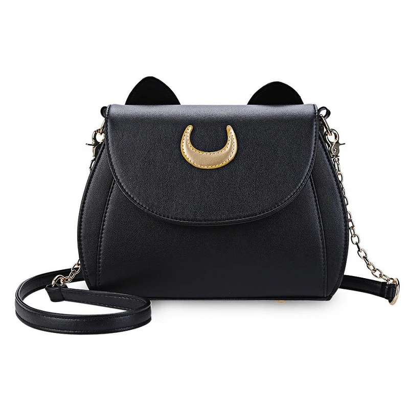  moon ladies handbag black luna cat shape chain shoulder bag pu leather women messenger thumb200