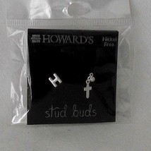 Cross Earrings Stud Buds Initial H Pierced Jewelry Howards Nickel Free Small NEW - £9.45 GBP
