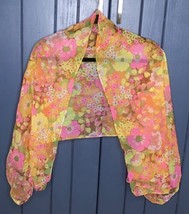 Vintage Bold Color Pop Flower Power Floral Scarf 60s 70s Good Vibes Groovy - £16.07 GBP