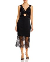 Aqua Women&#39;s Lace Trim Cutout Midi Dress Black M B4HP $98 - £25.95 GBP