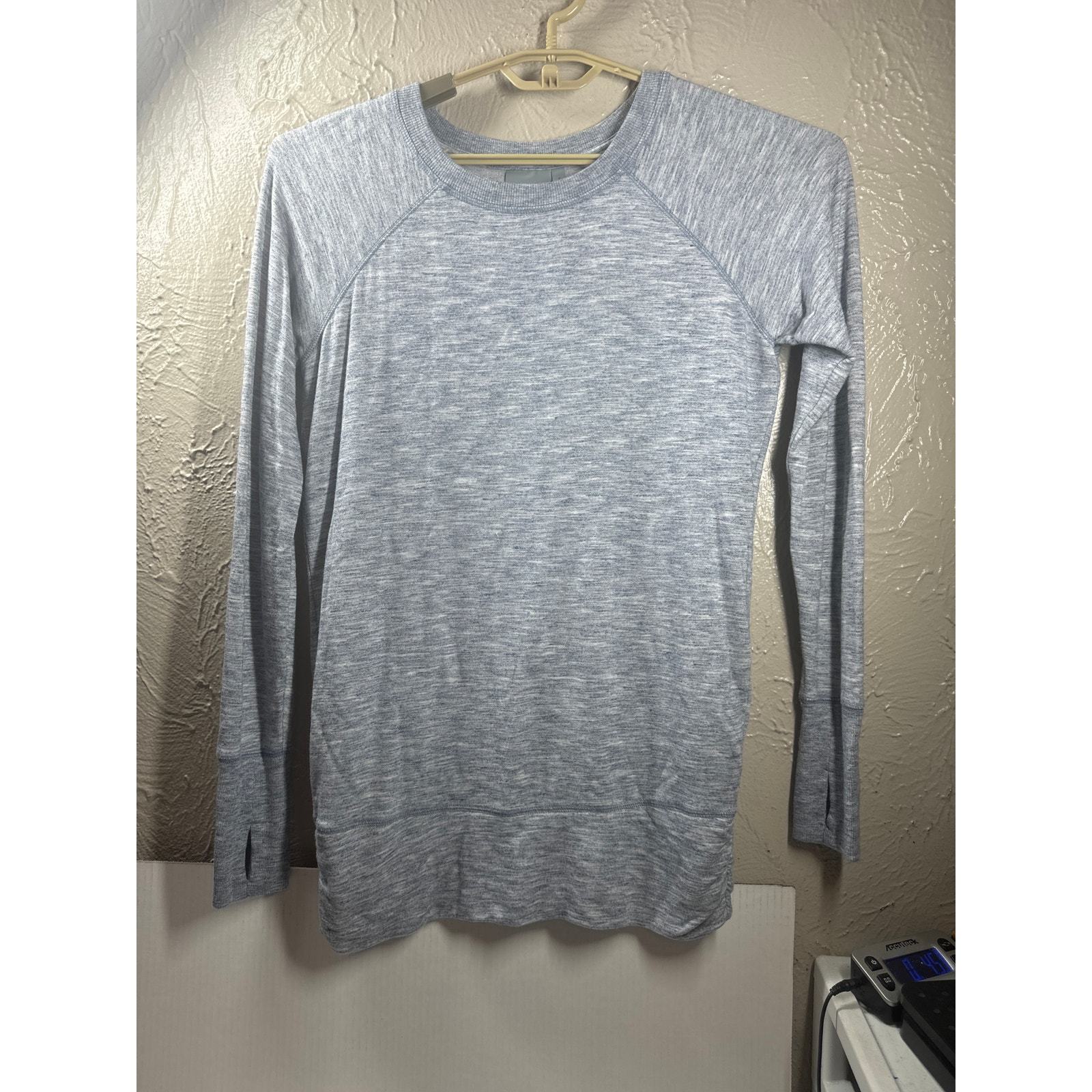 Athleta Long Sleeve Top Heathered Blue Gray Thumb Holes Womens Size Small - $21.95