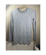 Athleta Long Sleeve Top Heathered Blue Gray Thumb Holes Womens Size Small - $408.81 MXN